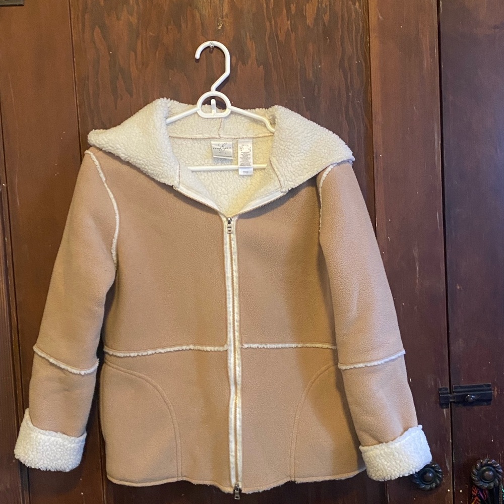 Vintage sherpa hooded jacket with pockets XS womens